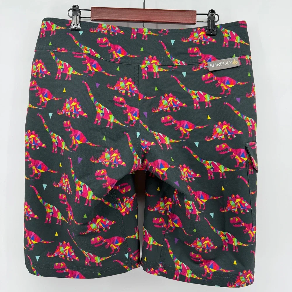 Shredly Mountain Bike Shorts Womens 12 Black Multi Geometric Dinosaur MTB Cargo - Picture 4 of 12